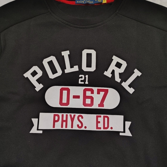 Polo Ralph Lauren Sweatshirt Mens Medium Black “0-67 Phys. Ed” Varsity - Picture 2 of 4